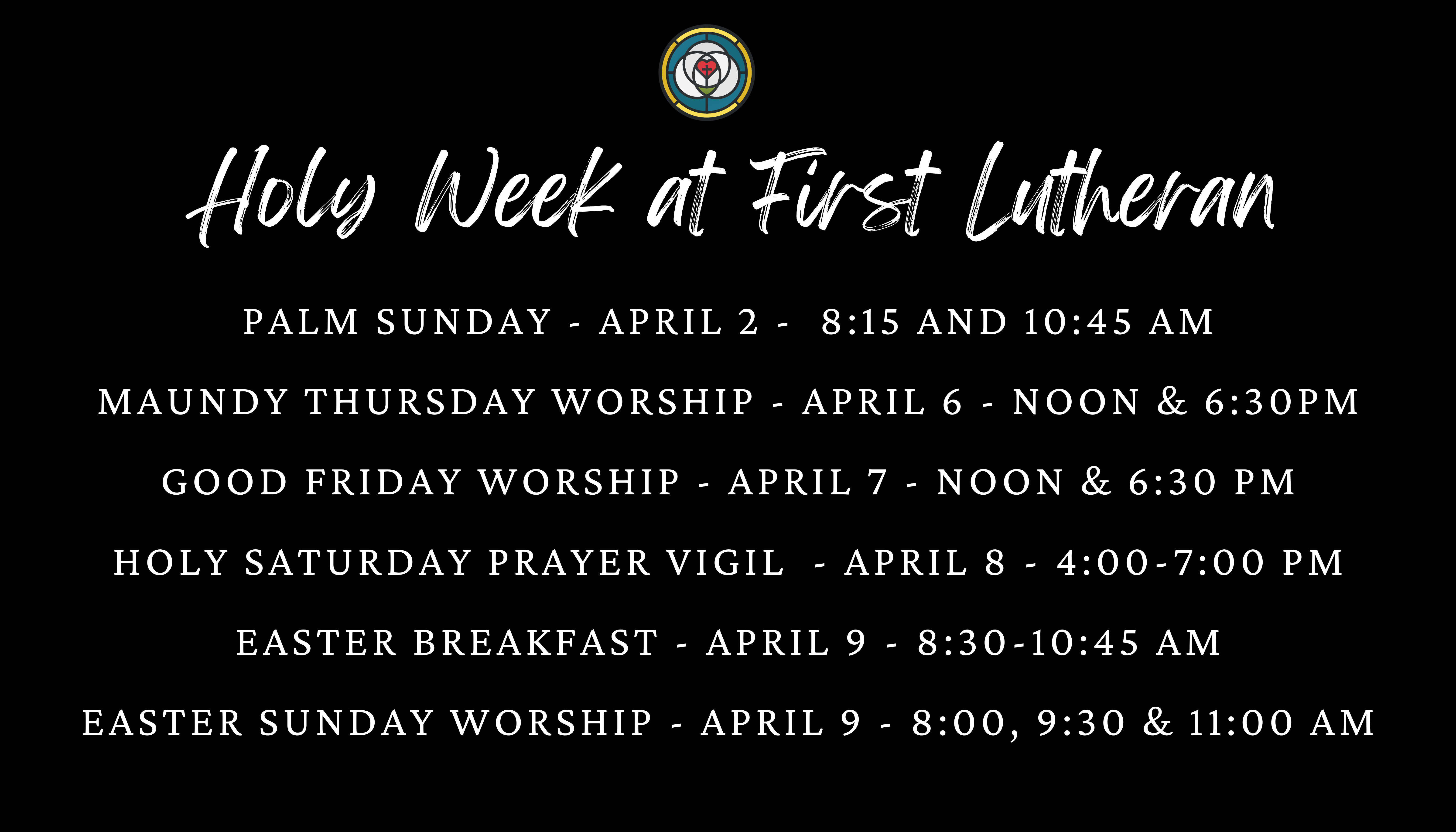 Holy Week Worship Schedule